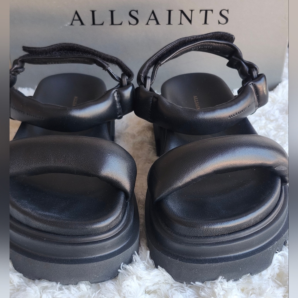 All Saints Black Leather Sandals